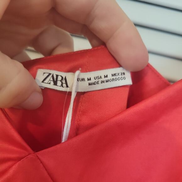 NWT Zara Slip Dress Woman’s Size Medium Red Satin Sleeveless Cocktail Dress - Picture 4 of 8